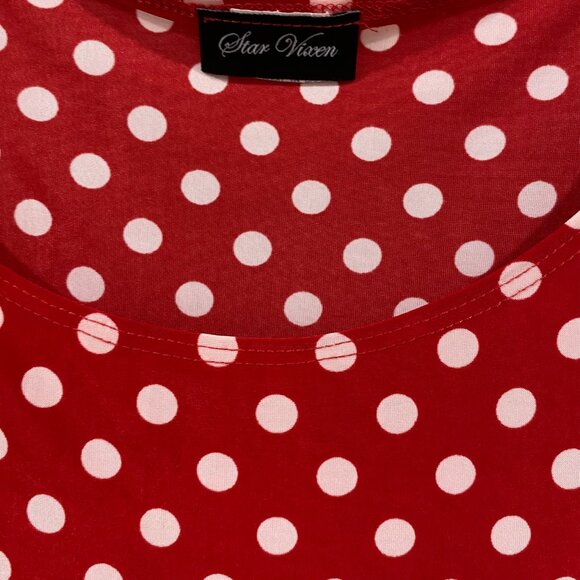 Star Vixen Red & White Polka Dot Flutter Sleeve Blouse Womens 3XL - Picture 3 of 4